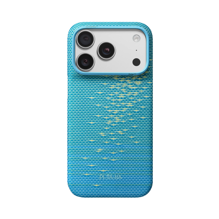 Husa Pitaka iPhone 18 Pro Max, Edge Case,Glints of Gold, PitaTap™, MagSafe, Ultra Slim, Lucid Blue [5]