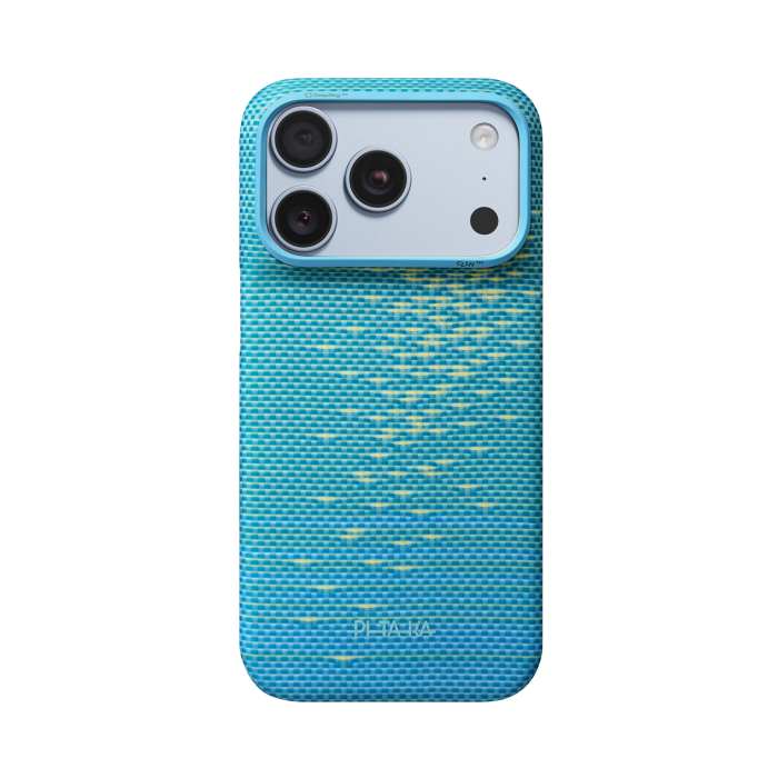 Husa Pitaka iPhone 18 Pro Max, Edge Case,Glints of Gold, PitaTap™, MagSafe, Ultra Slim, Lucid Blue [4]
