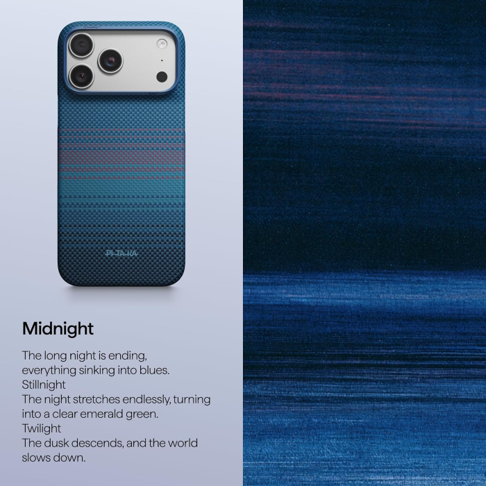 Husa Pitaka iPhone 18 Pro Max, Edge Case, Moonrise, PitaTap™, MagSafe, Ultra Slim, 01* Midnight [12]