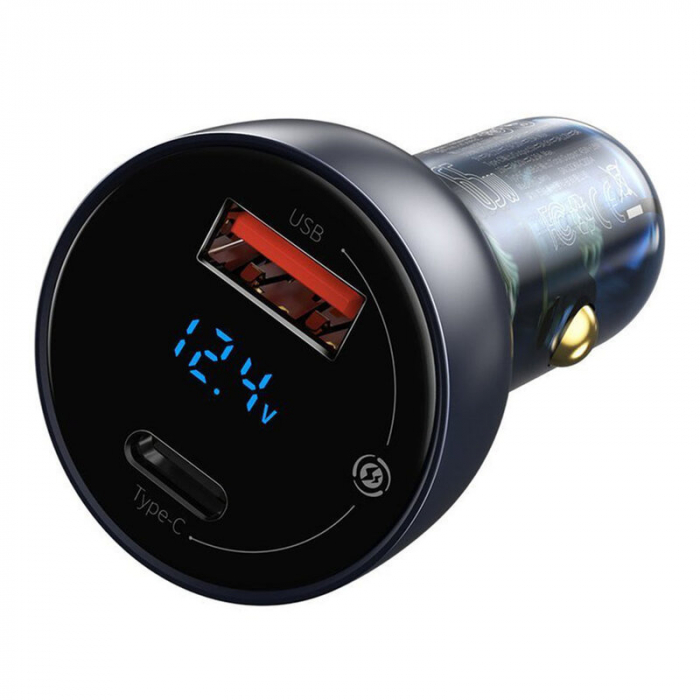 Incarcator auto Baseus, Type-C PD3.0, USB QC4.0, 65W, Gri [2]