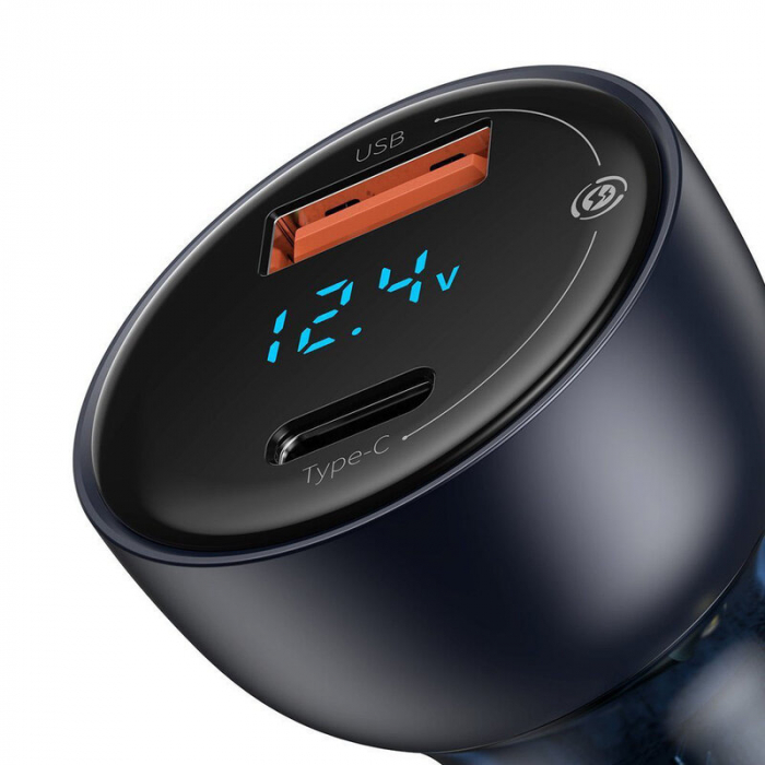Incarcator auto Baseus, Type-C PD3.0, USB QC4.0, 65W, Gri [3]