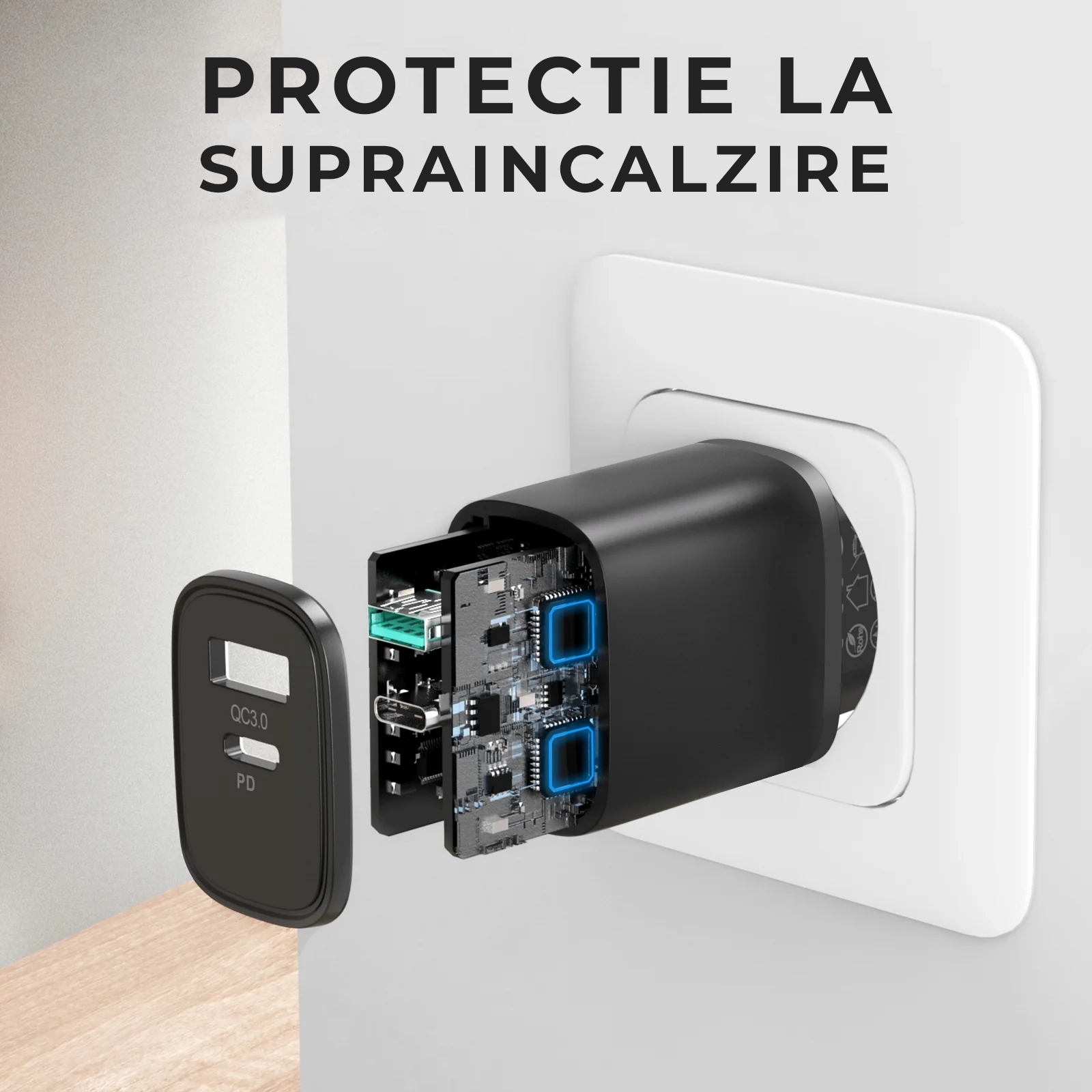 Incarcator retea Joyroom JR-L-QP2011, 1xUSB-C, 1xUSB 2.0, 20W, Power Delivery (PD), Negru [5]