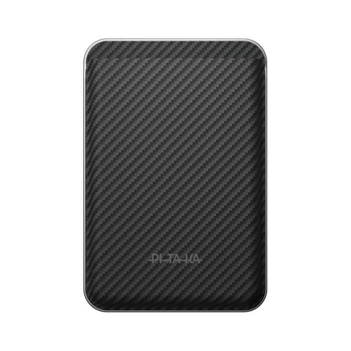 Portofel PITAKA Carry MagMod Stand Wallet, MagSafe, Stand Reglabil 0-120°, Fibra de Aramida, Negru/Gri (Twill) [2]