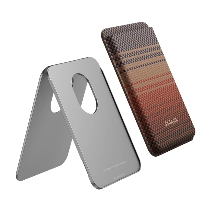 Portofel PITAKA Carry MagMod Stand Wallet, MagSafe, Stand Reglabil 0-120°, Fibra de Aramida, Sunset [4]
