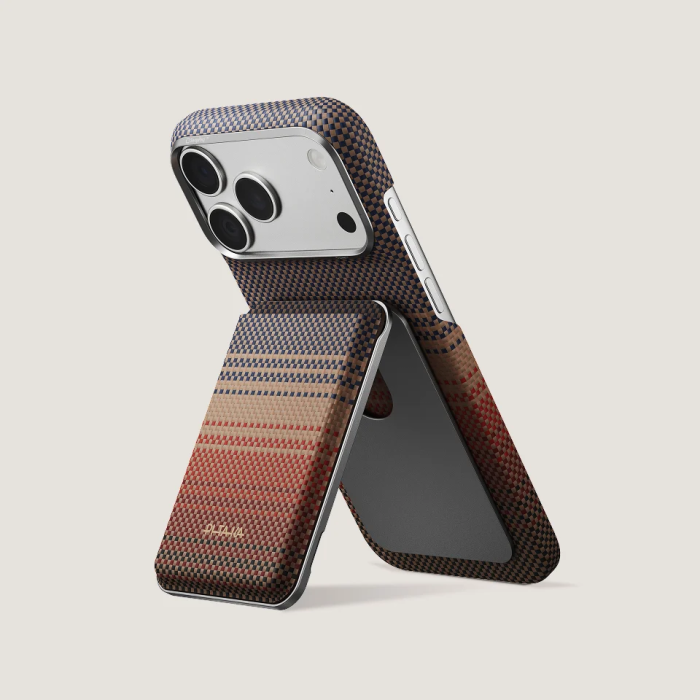 Portofel PITAKA Carry MagMod Stand Wallet, MagSafe, Stand Reglabil 0-120°, Fibra de Aramida, Sunset [5]