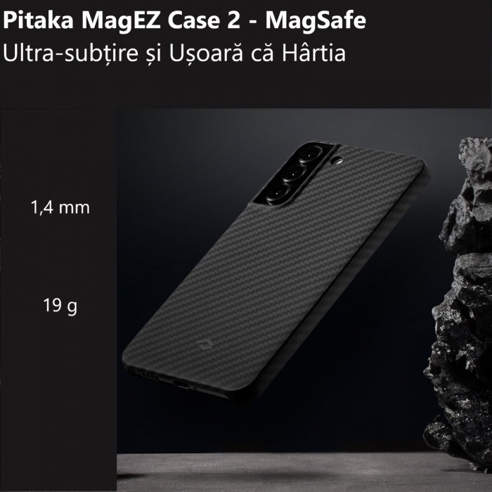 Husa MagEZ 2 Pitaka, Aramida Galaxy S22 Plus Negru/Gri MagSafe [7]