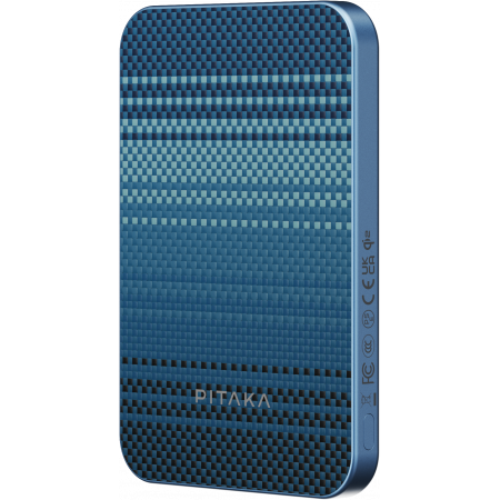 Apple - Baterie Externa Magnetica PITAKA, Magsafe, Design Ultra Subtire, 15W Wireless, 5000mAh, Moonrise