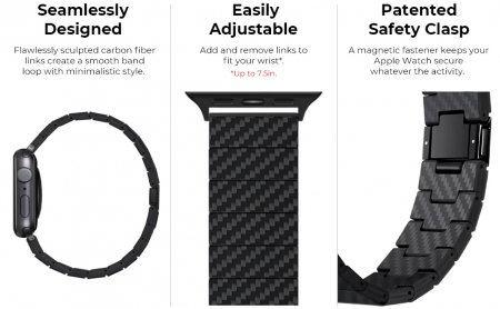 Curea din Fibra de Carbon Apple Watch seriile 1-11, SE3/SE / Ultra 3 /Ultra 2 / Ultra , 38/40/41/42/44/45/49 mm Modern [10]