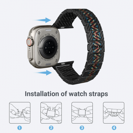 Curea din Fibra de Carbon Rhapsody pentru Apple Watch seriile 1 - 9 / SE / Ultra/Ultra 2 , 38/40/41/42/44/45/49 mm [2]