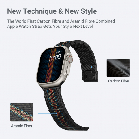 Curea din Fibra de Carbon Rhapsody pentru Apple Watch seriile 1 - 9 / SE / Ultra/Ultra 2 , 38/40/41/42/44/45/49 mm [4]