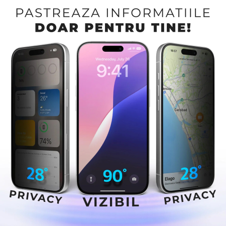 Folie Sticla Privacy pentru iPhone 16 Pro Max Daden MaxProtection, Full Cover, Protectie Profesionala, Ultra Rezistenta, Calitate Premium, Margini negre [2]