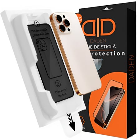 Folii ecran - Folie Sticla Privacy pentru iPhone 17 Air cu aplicator Daden MagicBox, Full Cover, Protectie Profesionala, Ultra Rezistenta, Calitate Premium, Margini negre