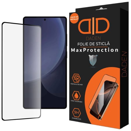 Folii ecran - Folie Sticla pentru Samsung S25 Ultra Max Daden MaxProtection, Full Cover, Protectie Profesionala, Ultra Rezistenta, Calitate Premium, Margini negre