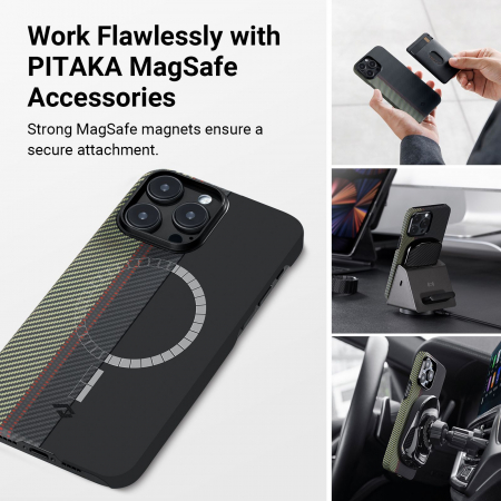 Husa MagEZ 4 Pitaka 600D , Aramida iPhone 15 Pro Max Overture MagSafe [24]