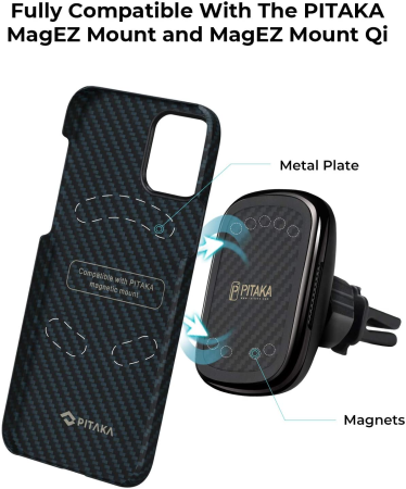 Husa Pitaka iPhone 12 MagEZ, Aramida, Albastru/Negru [7]