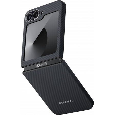 Christmas sale - Husa MagEZ 5 Pitaka 600D, Aramida Samsung Z Flip 6, Negru/Gri, Ultra Slim