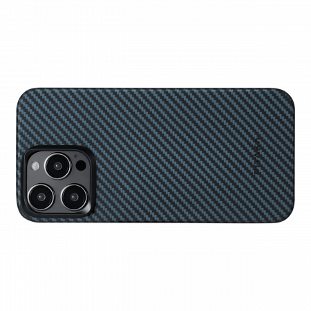 Husa MagEZ 4 Pitaka, Aramida iPhone 15 Pro 1500D Negru/Albastru MagSafe [12]