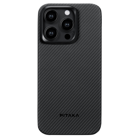 Carcase Pitaka - Husa MagEZ 4 Pitaka, Aramida 600D iPhone 15 Pro Max Negru/Gri MagSafe