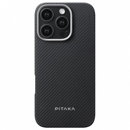 Apple - Husa MagEZ 5 Pitaka, Aramida 600D iPhone 16 Pro Max, Negru/Gri, MagSafe, Ultra Slim