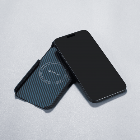 Husa MagEZ 4 Pitaka, Aramida iPhone 15 Plus 1500D Negru/Albastru MagSafe [7]