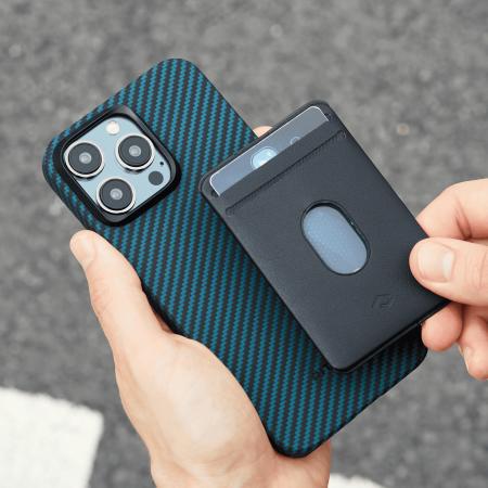 Husa MagEZ 4 Pitaka, Aramida iPhone 15 Plus 1500D Negru/Albastru MagSafe [6]