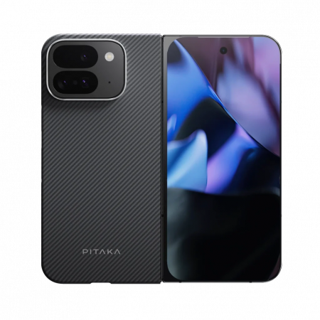 Pixel 9/ 9 Pro/ 9 Pro XL/ 9 Pro Fold - Husa MagEZ 5 Pitaka, Aramida 600D Google 9 Pro Fold, Negru/Gri, MagSafe, Ultra Slim