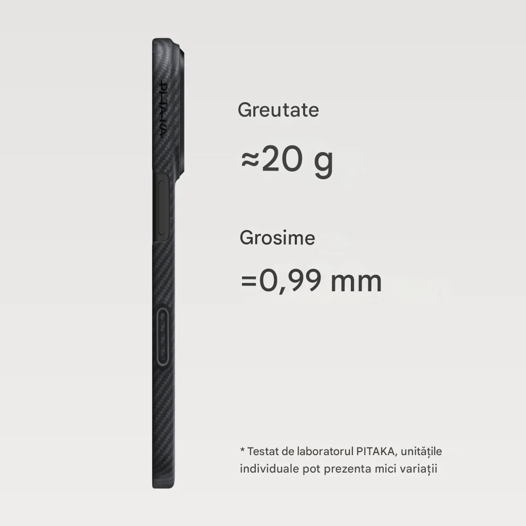 [Outlet] Husa MagEZ 7 Pitaka iPhone 17 Pro, Aramida 600D, Negru/Gri, PitaTap™, MagSafe, Ultra Slim [5]