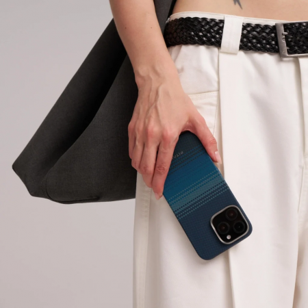 Husa Pitaka Moonrise, Aramida iPhone 16 Pro Max, PitaTap™, Albastru, MagSafe, Ultra Slim [6]