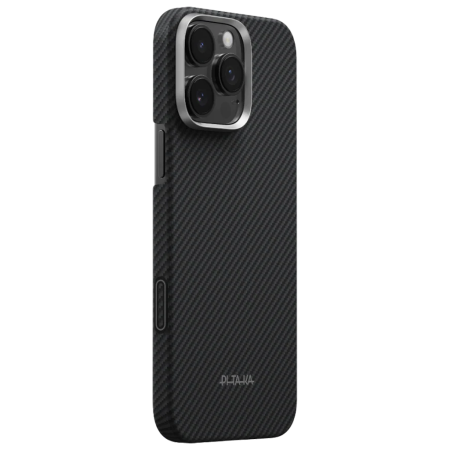 Carcase Pitaka - Husa MagEZ 6 Pitaka, Aramida 600D iPhone 16 Pro, Negru/Gri, PitaTap™, MagSafe, Ultra Slim