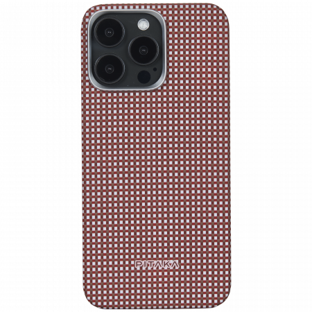 Apple - Husa MagEZ 5 Pitaka Bonfire, Aramida 600D iPhone 15 Pro Max, Rosu/Alb, MagSafe, Ultra Slim