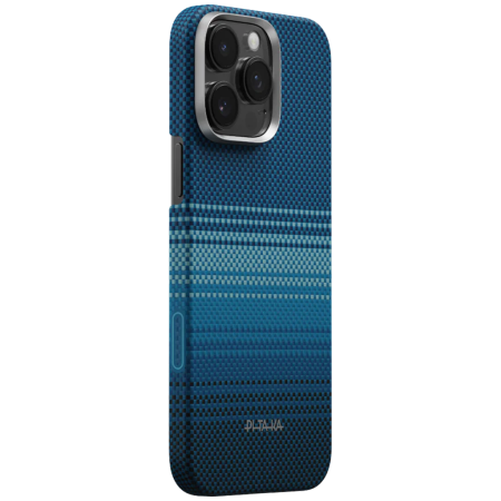 iPhone 16/16 Plus/16 Pro/16 Pro Max - Husa Pitaka Moonrise, Aramida iPhone 16 Pro Max, PitaTap™, Albastru, MagSafe, Ultra Slim