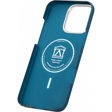 Husa MagEZ 5 Pitaka Aries Luminoasa, Aramida 600D iPhone 16 Pro, Negru/Gri, MagSafe, Ultra Slim [2]