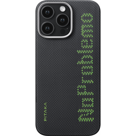 PITAKA X ARIES - Husa MagEZ 5 Pitaka NoProblemo Luminoasa, Aramida 600D iPhone 16 Pro Max, Negru/Gri, MagSafe, Ultra Slim