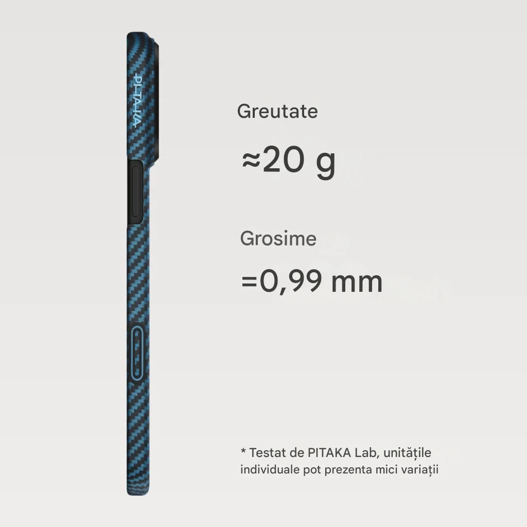 Husa MagEZ 7 Pitaka iPhone 17 Pro Max, Aramida 1500D, Negru/Albastru, PitaTap™, MagSafe, Ultra Slim [4]