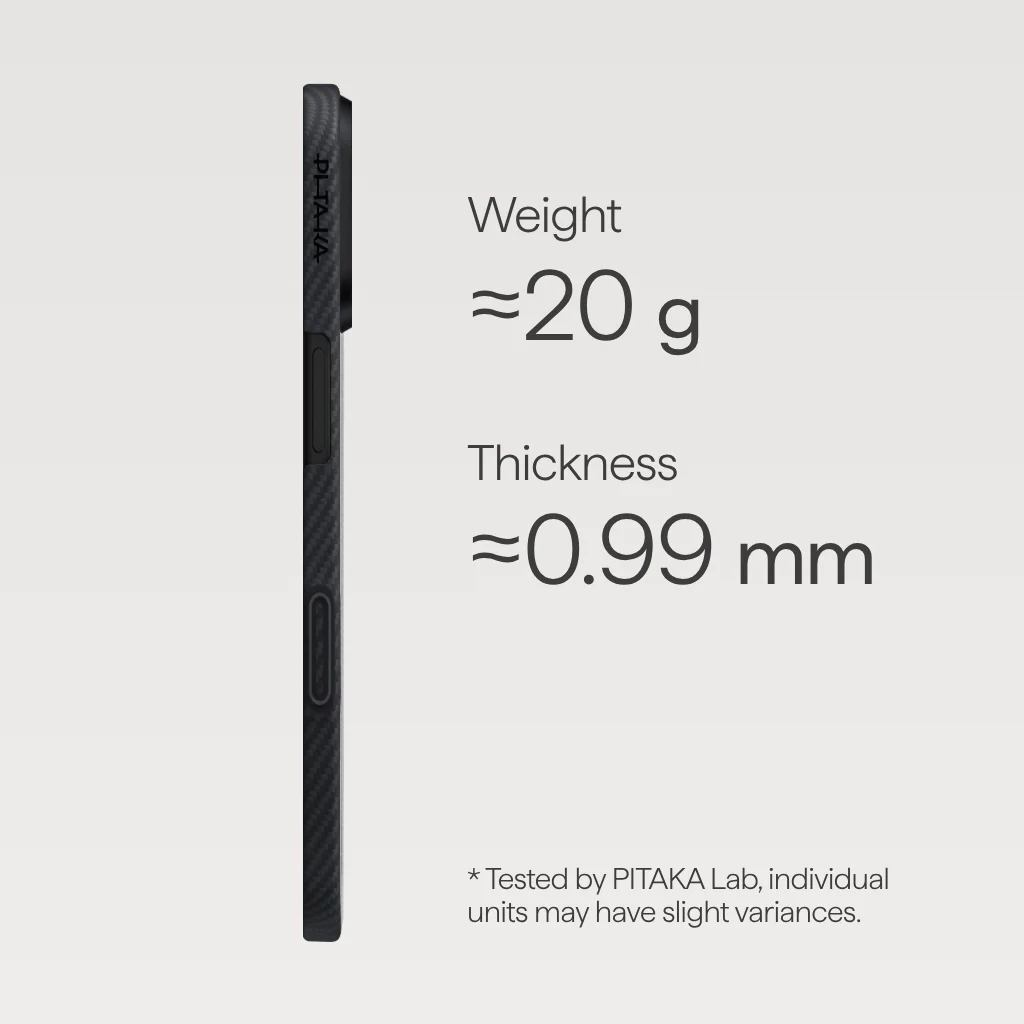 Husa MagEZ 7 Pitaka iPhone 17, Aramida 600D, Negru/Gri, PitaTap™, MagSafe, Ultra Slim [3]