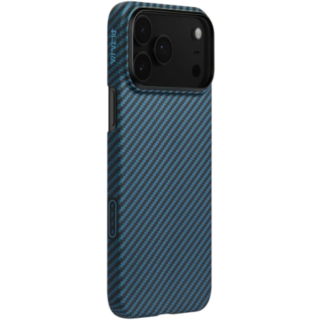 [Outlet] Husa MagEZ 7 Pitaka iPhone 17 Pro, Aramida 1500D, Negru/Albastru, PitaTap™, MagSafe, Ultra Slim [1]