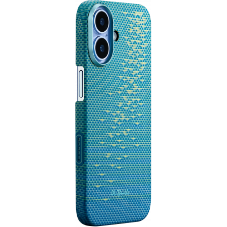 Carcase Pitaka - Husa MagEZ 7 Pitaka iPhone 17, Aramida 600D, Glints of Gold, Lucid Blue, MagSafe, Ultra Slim