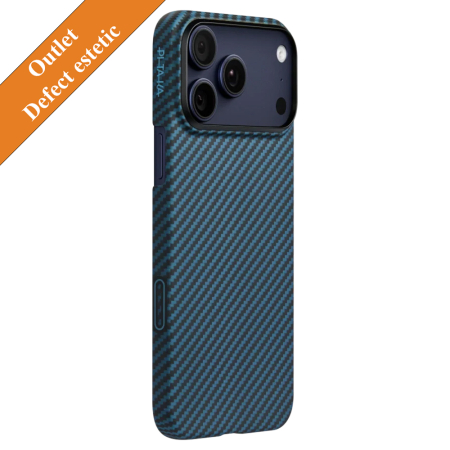 Outlet - [Outlet] Husa MagEZ 7 Pitaka iPhone 17 Pro, Aramida 1500D, Negru/Albastru, PitaTap™, MagSafe, Ultra Slim