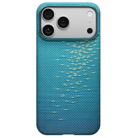 iPhone 17/17 Air/17 Pro/17Pro Max - Husa MagEZ 7 Pitaka iPhone 17 Pro, Aramida 600D, Glints of Gold, Lucid Blue, PitaTap™, MagSafe, Ultra Slim