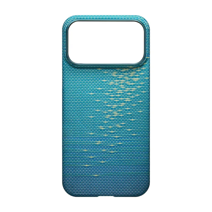 Husa MagEZ 7 Pitaka iPhone 17 Pro, Aramida 600D, Glints of Gold, Lucid Blue, PitaTap™, MagSafe, Ultra Slim [3]