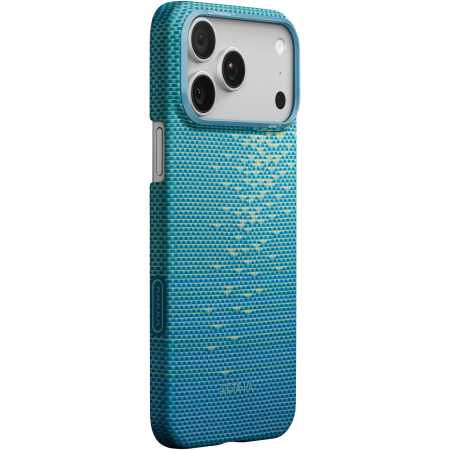 iPhone 18 - Husa Pitaka iPhone 18 Pro, Edge Case,Glints of Gold, PitaTap™, MagSafe, Ultra Slim, Lucid Blue