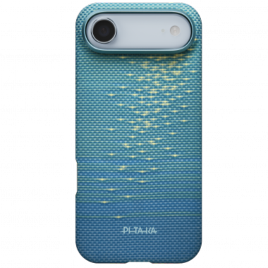 Carcase Pitaka - Husa MagEZ 7 Pitaka iPhone 17 Air, Aramida 600D, Glints of Gold, Lucid Blue, PitaTap™, MagSafe, Ultra Slim