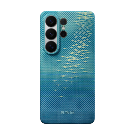 Husa Pitaka Samsung S26 Ultra, Edge case, Glints of Gold, Lucid Blue,  MagSafe, Ultra Slim [9]