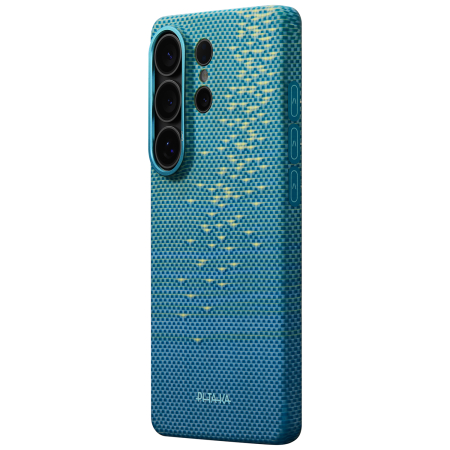 Husa Pitaka Samsung S26 Ultra, Edge case, Glints of Gold, Lucid Blue,  MagSafe, Ultra Slim [2]