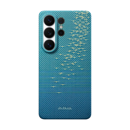 Husa Pitaka Samsung S26 Ultra, Edge case, Glints of Gold, Lucid Blue,  MagSafe, Ultra Slim [10]