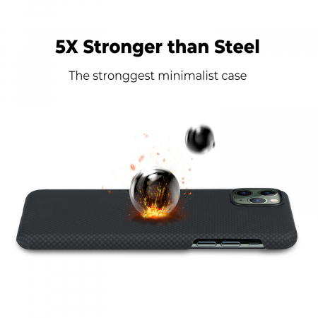 Husa MagEZ Pitaka, Aramida iPhone 11 Pro Max Plain Negru/Gri [3]