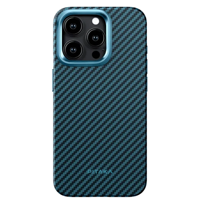 Carcase Pitaka - Husa MagEZ Pro 4 Pitaka, Aramida iPhone 15 Pro Max 1500D Negru/Albastru