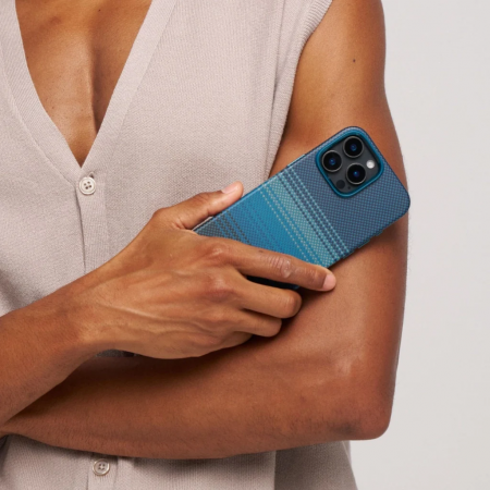 [Outlet] Husa MagEZ Pro 4 Pitaka Moonrise 600D, Aramida iPhone 16 Pro, Military-Grade, Albastru [11]