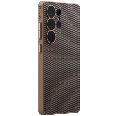 Samsung - Husa PITAKA MagEZ Case Pro PinButton din Fibra de Aramida pentru Galaxy S25 Ultra, Maro, Compatibila MagSafe