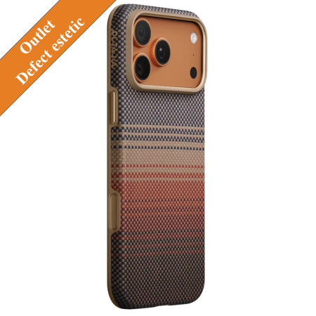 Carcase Pitaka - [Outlet] Husa MagEZ UltraGuard Pitaka iPhone 17 Pro Max, Aramida 600D, Sunset, MagSafe, Protectie antisoc